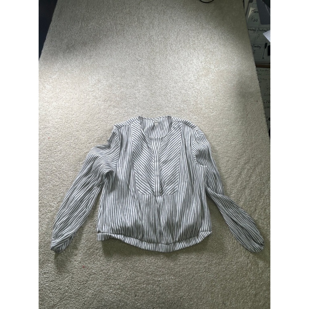 Worthington‎ Women's Striped Long Sleeve Top Large Polyester Rayon